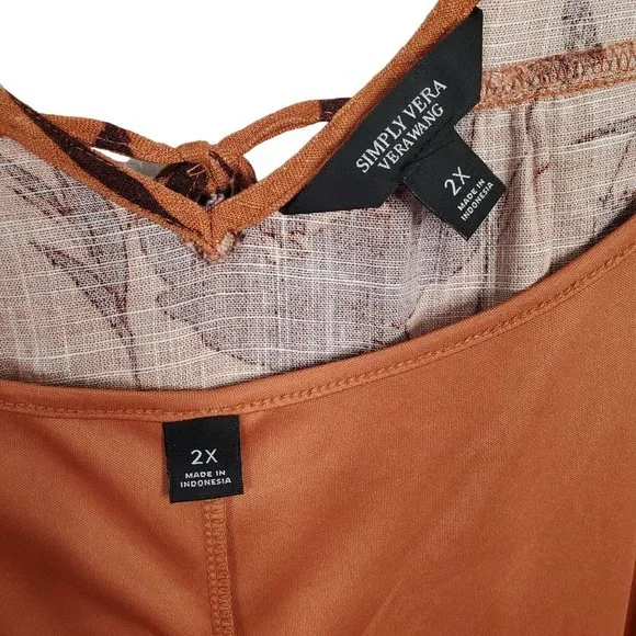 Simply Vera Wang NWT Sz 2X Dress Rayon Linen Tiered Ruffle Skirt Lined Maxi Full - Picture 8 of 16